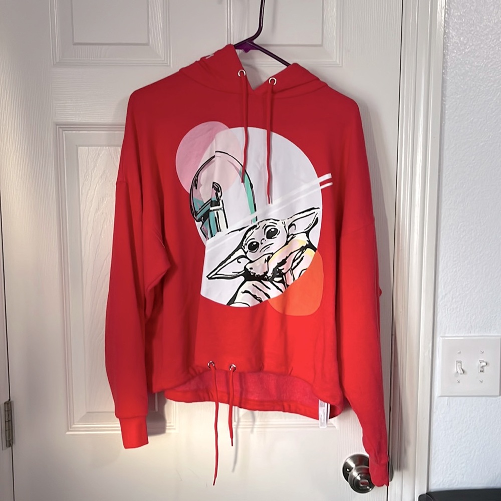 Star Wars red cropped hooded sweatshirt XL ladies